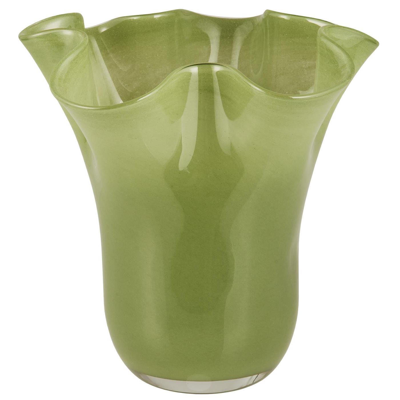 Jarrón de vidrio verde