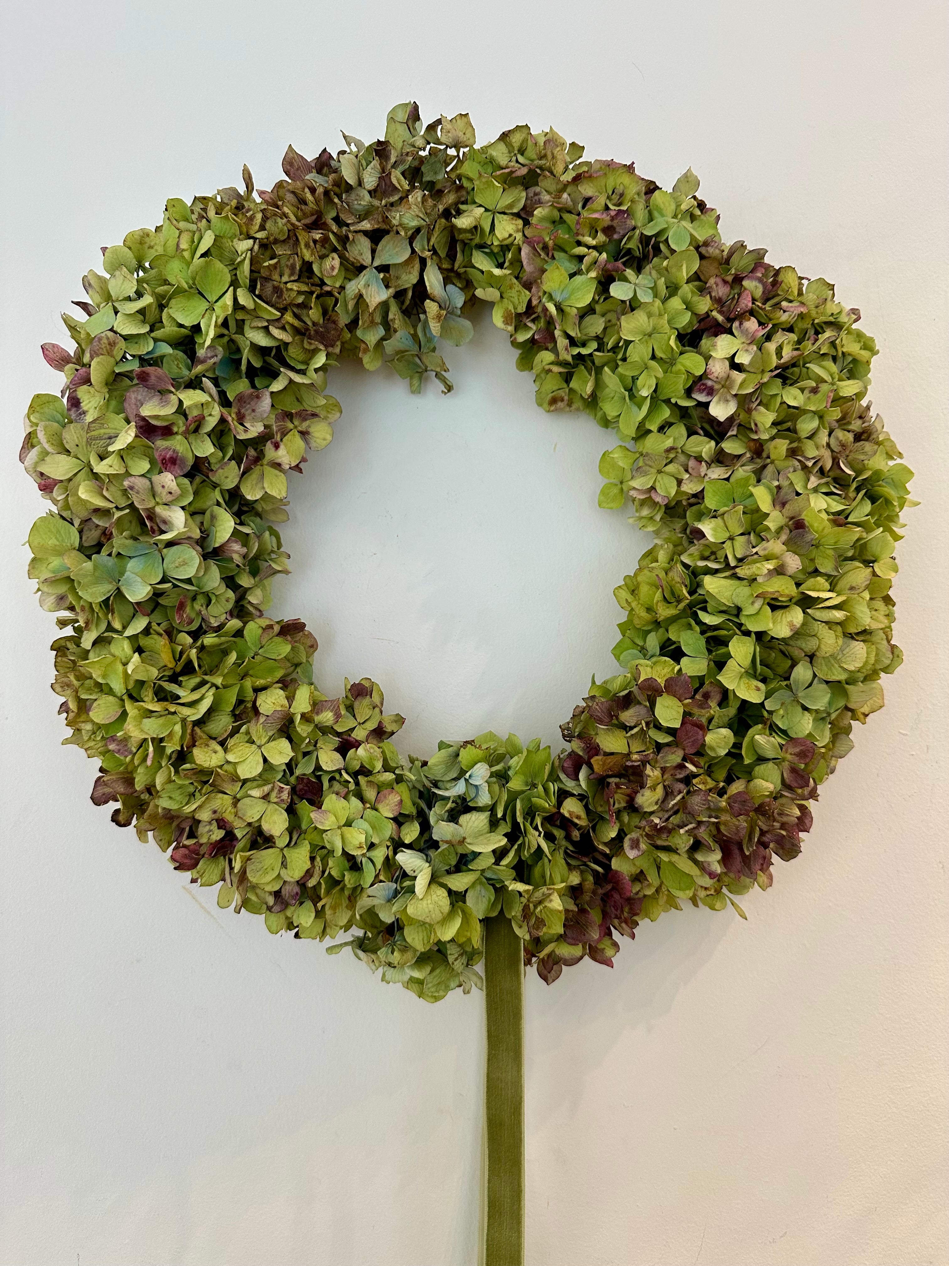 Corona de hortensia verde