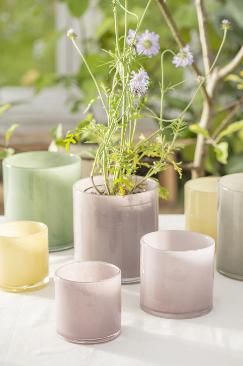 Maceta Venecia de vidrio opal rosa, pequeño