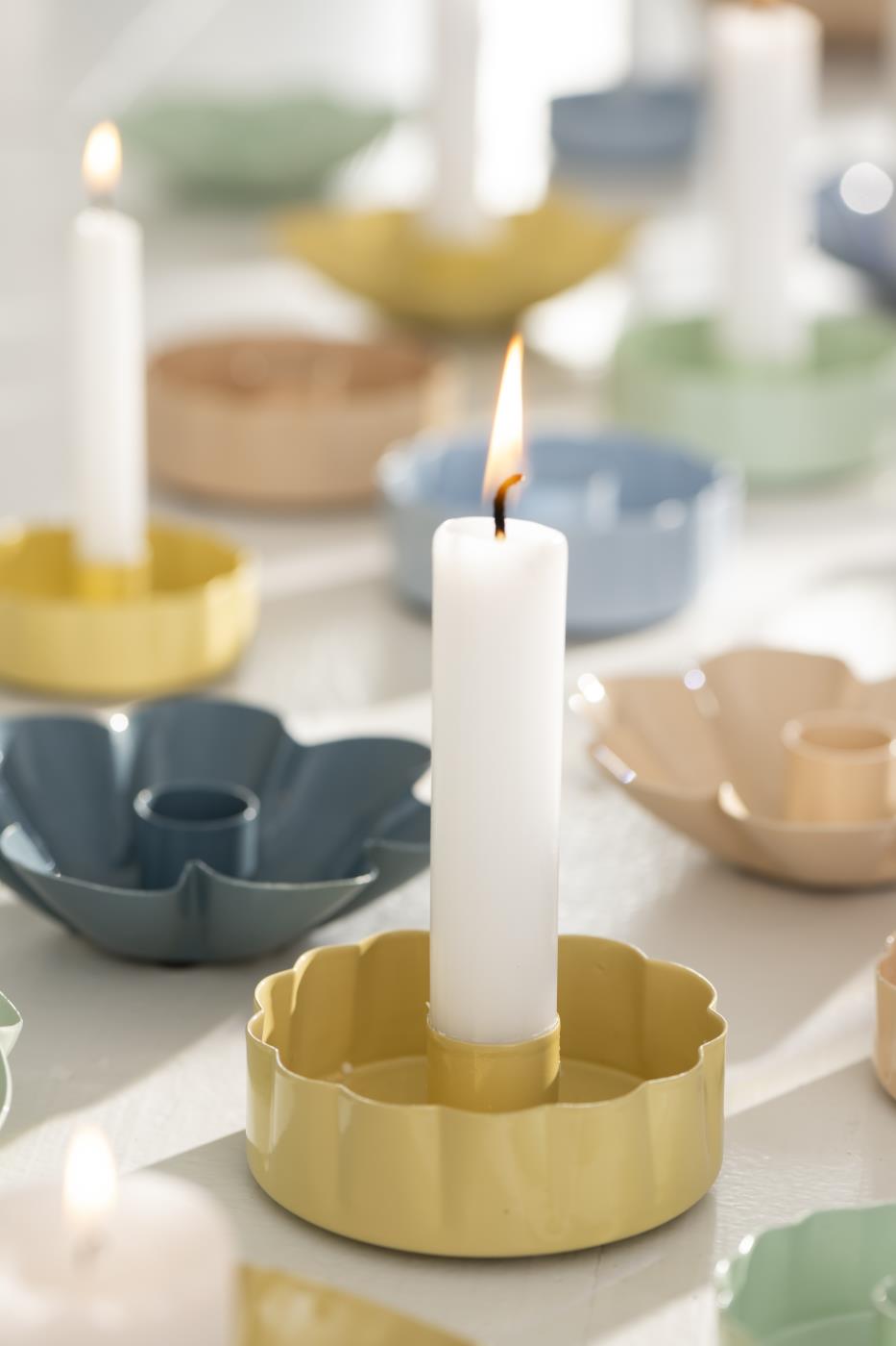 Portavelas redondo amarillo