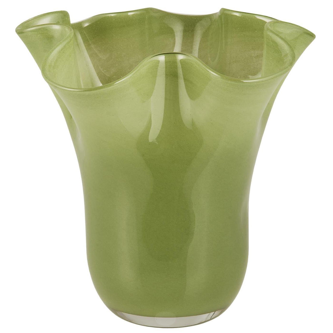 Jarrón de vidrio verde