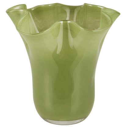 Jarrón de vidrio verde