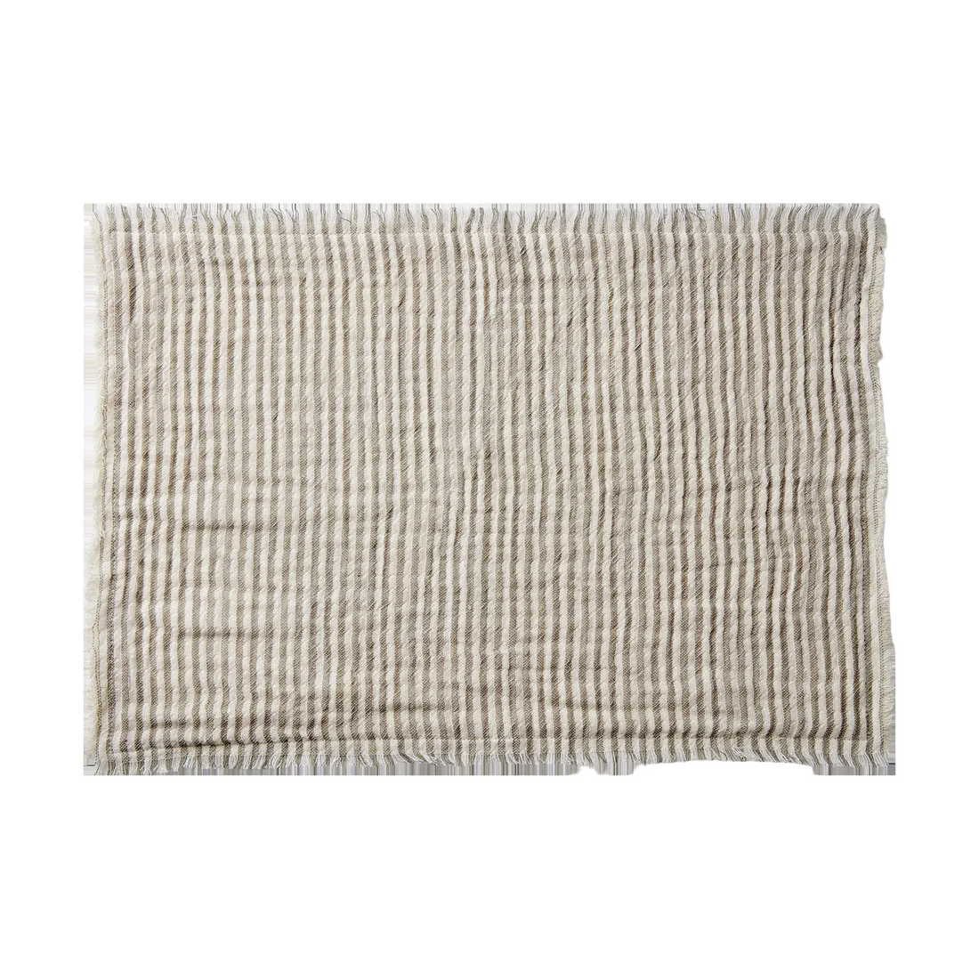 Mantel individual de algodón gris y blanco de Affari of Sweden en un entorno de comedor