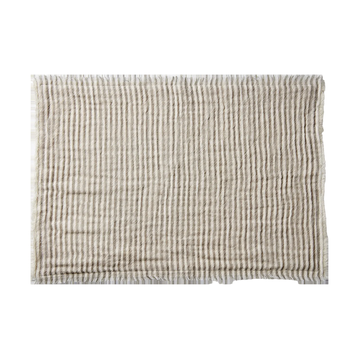 Mantel individual de algodón gris y blanco de Affari of Sweden en un entorno de comedor