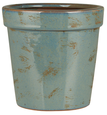 Maceta de cerámica azul