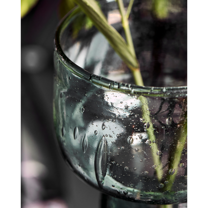 Jarrón de vidrio verde, grande