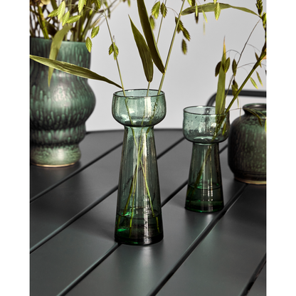 Jarrón de vidrio verde, grande