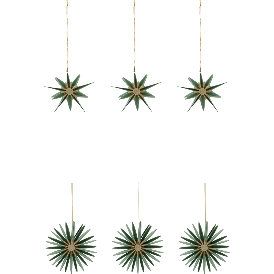 Adornos navideños estrella verde (set de 6)