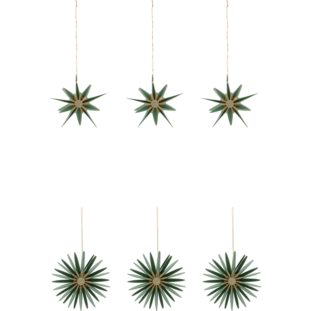 Adornos navideños estrella verde (set de 6)