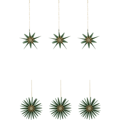 Adornos navideños estrella verde (set de 6)