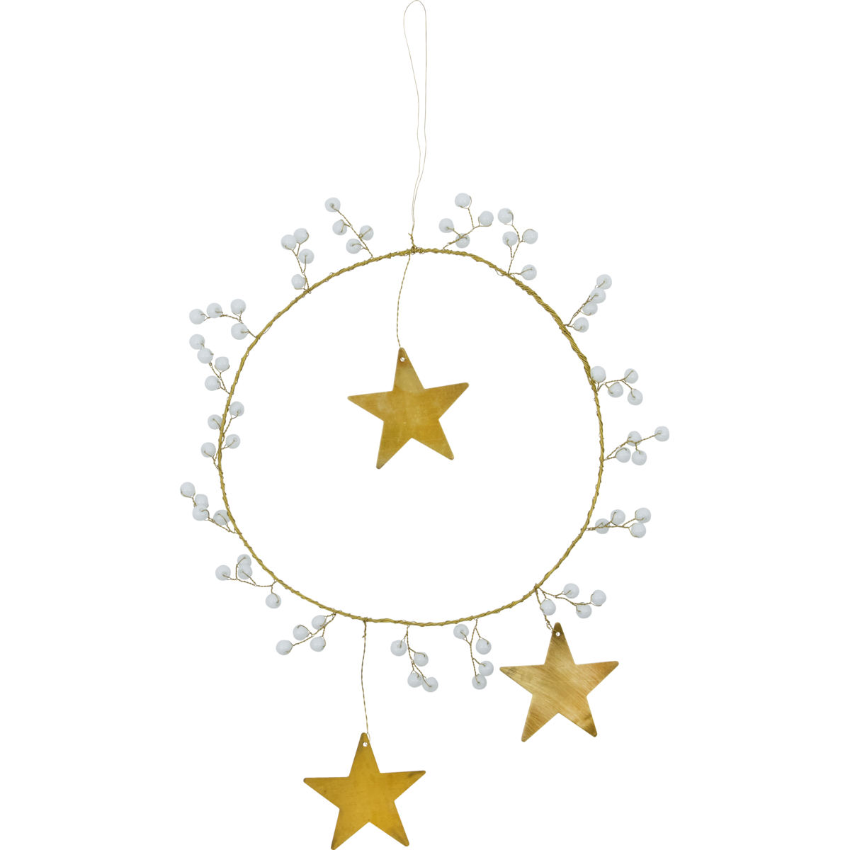 Corona decorativa de metal y perlas