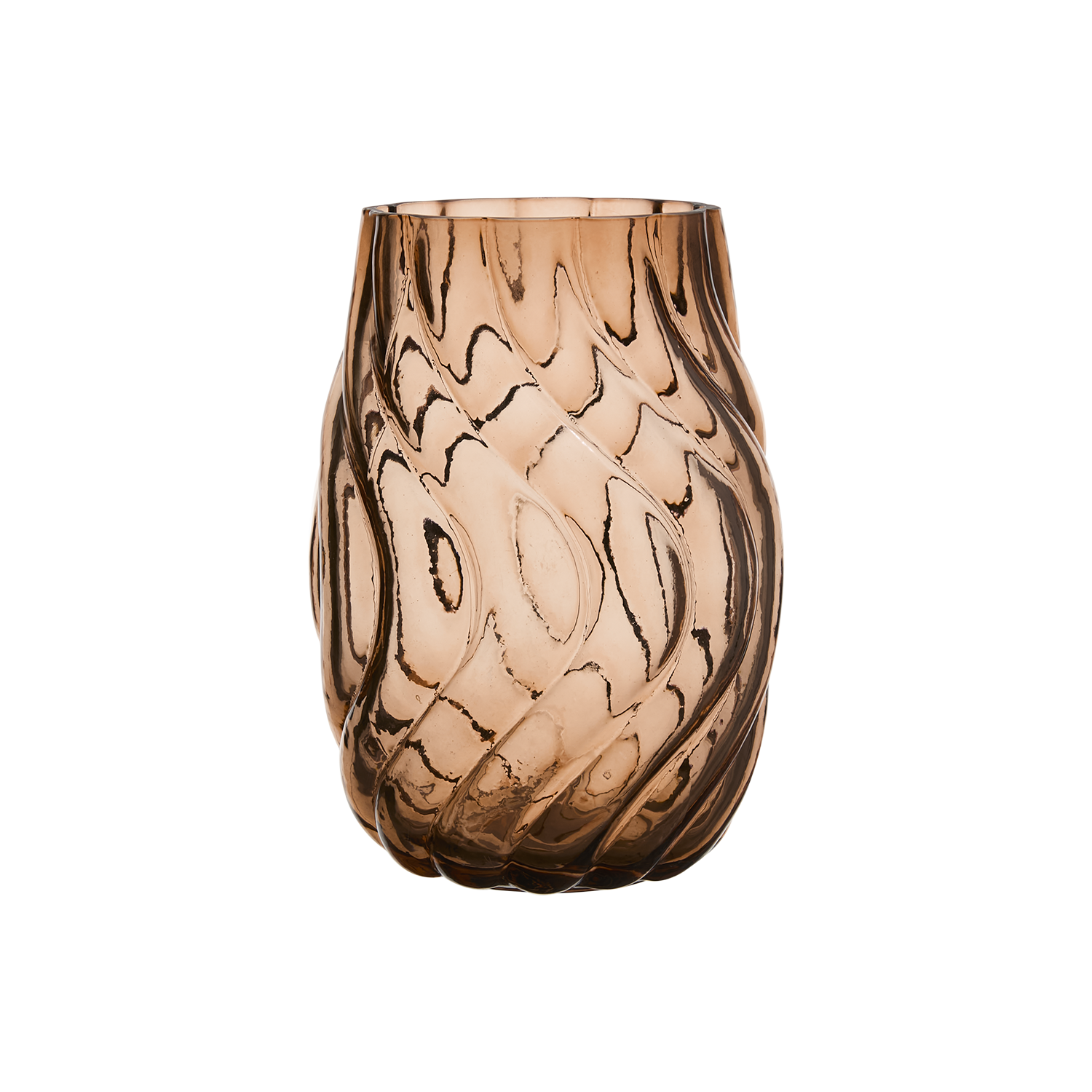 Jarrón Twist de vidrio, marrón