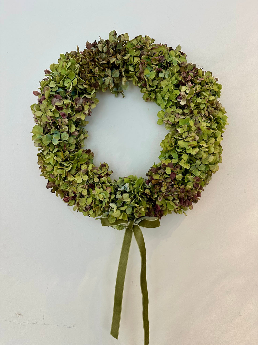 Corona de hortensia verde