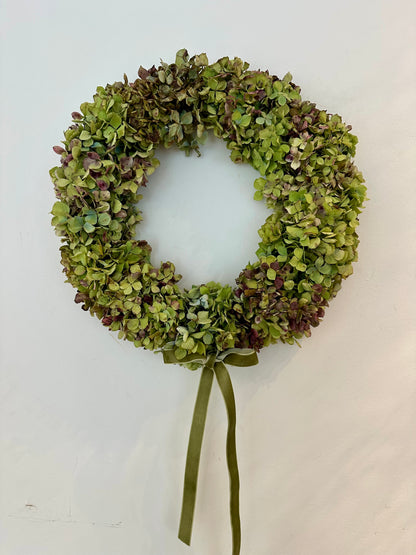 Corona de hortensia verde