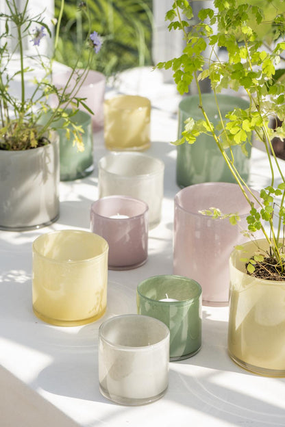 Maceta Venecia de vidrio opal rosa, grande